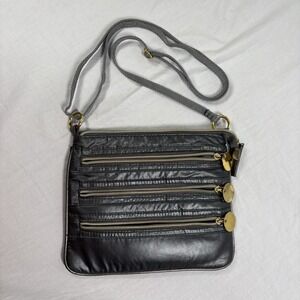 Avon Black Crossbody Bag 3 Gold Front Zippers Coquette, Y2K Retro 90's Vintage